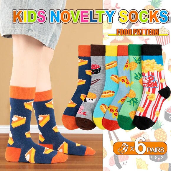 Kids Boys Girls Crew Socks 4-6 Pack + Gift Box, Novelty Funky Colorful Toddler C - Picture 4 of 7